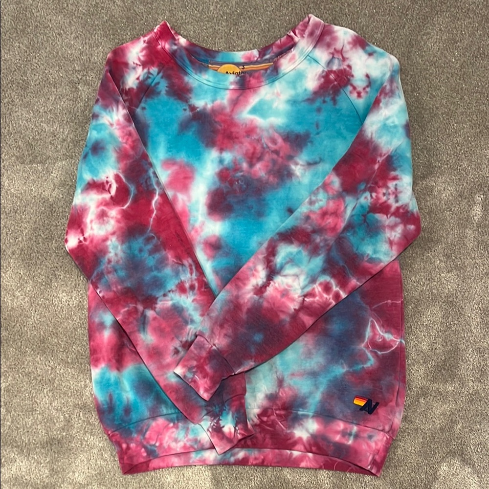 Aviator Nation Tie-Dye Sweatshirt in Red and Blue